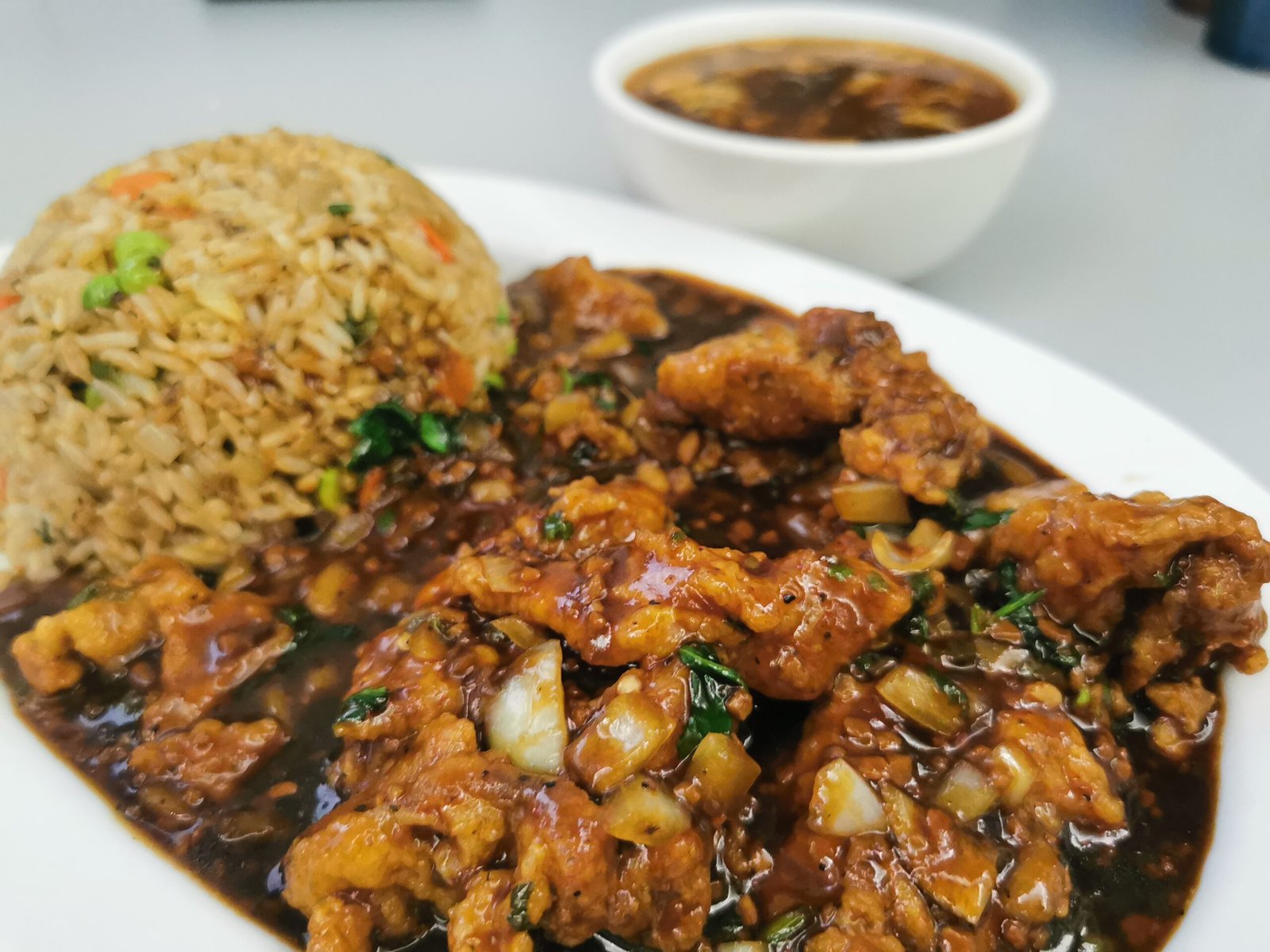 Lunch Special- Manchurian Chicken with Veg Fried Rice